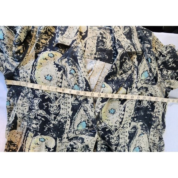 Free People Printed Maxi Duster Women's Oversize Medium Pockets Black/Tan New - Picture 8 of 13